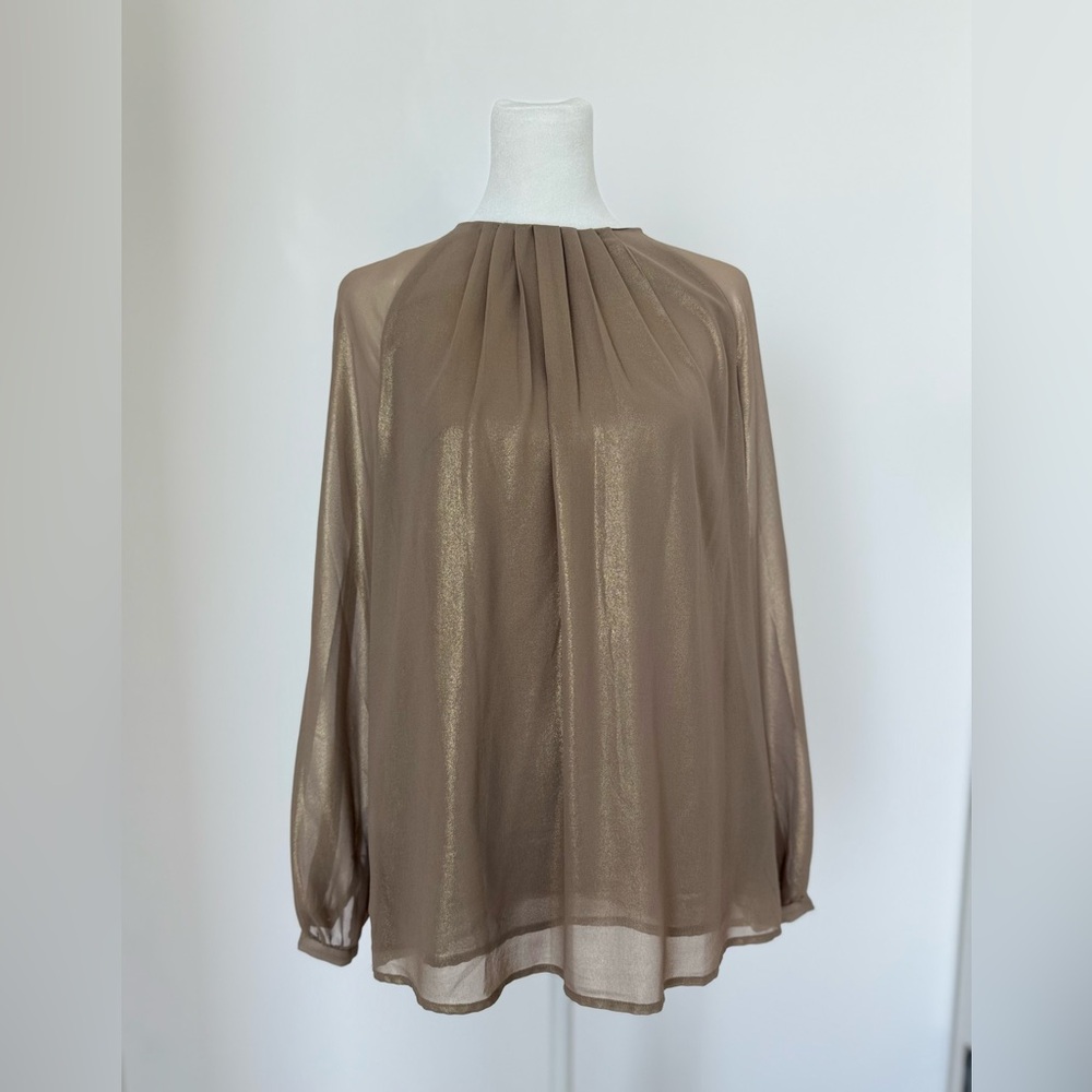 Mango Shimmering Bronze-Gold Blouse